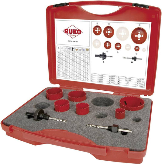 Ruko 106302 - Juego de 8 coronas perforadoras HSS bimetal para electricidad tipo EK2