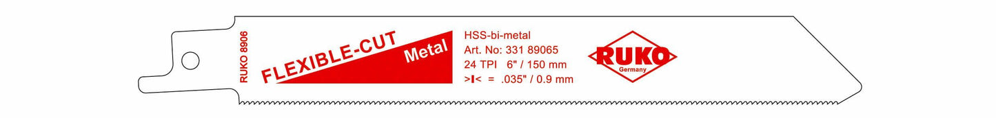 Ruko 33189065 - Pack de 5 sierras de sable acero de corte ultra rápido (Bosch S 922 AF) Largo 150 mm; Paso 1 mm