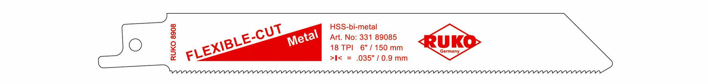 Ruko 33189085 - Pack de 5 sierras de sable acero de corte ultra rápido (Bosch S 922 EF) Largo 150 mm; Paso 1,4 mm