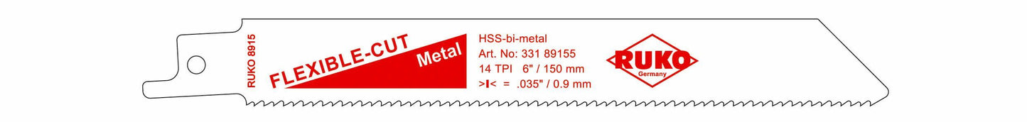 Ruko 33189155 - Pack de 5 sierras de sable acero de corte ultra rápido (Bosch S 922 BF) Largo 150 mm; Paso 1,8 mm