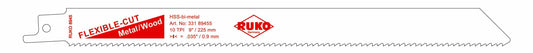 Ruko 33189455 - Pack de 5 sierras de sable acero de corte ultra rápido (Bosch S 1122 HF) Largo 225 mm; Paso 2,5 mm