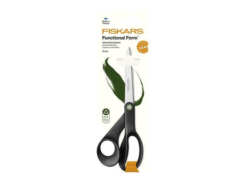 Fiskars Tijeras Universales ReNew, Longitud: 21 cm, Acero Inoxidable Reciclado/Plástico Reciclado, Functional Form, Negro, 1074547