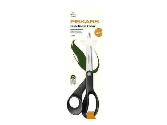 Fiskars Tijeras Universales ReNew, Longitud: 21 cm, Acero Inoxidable Reciclado/Plástico Reciclado, Functional Form, Negro, 1074547