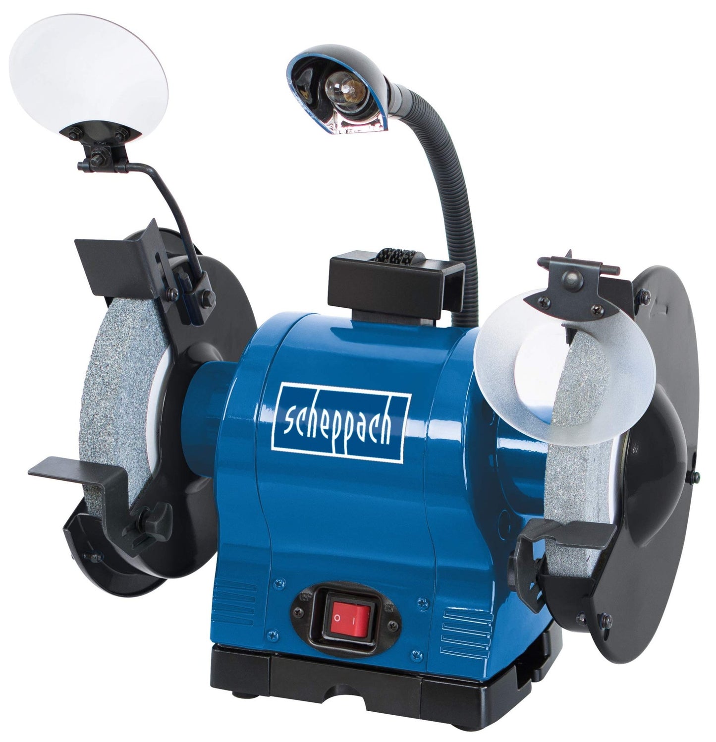 Scheppach 4903105901 - Esmeriladora de banco BG200 con lámpara, 230 V 550 W, Muela de 200 mm
