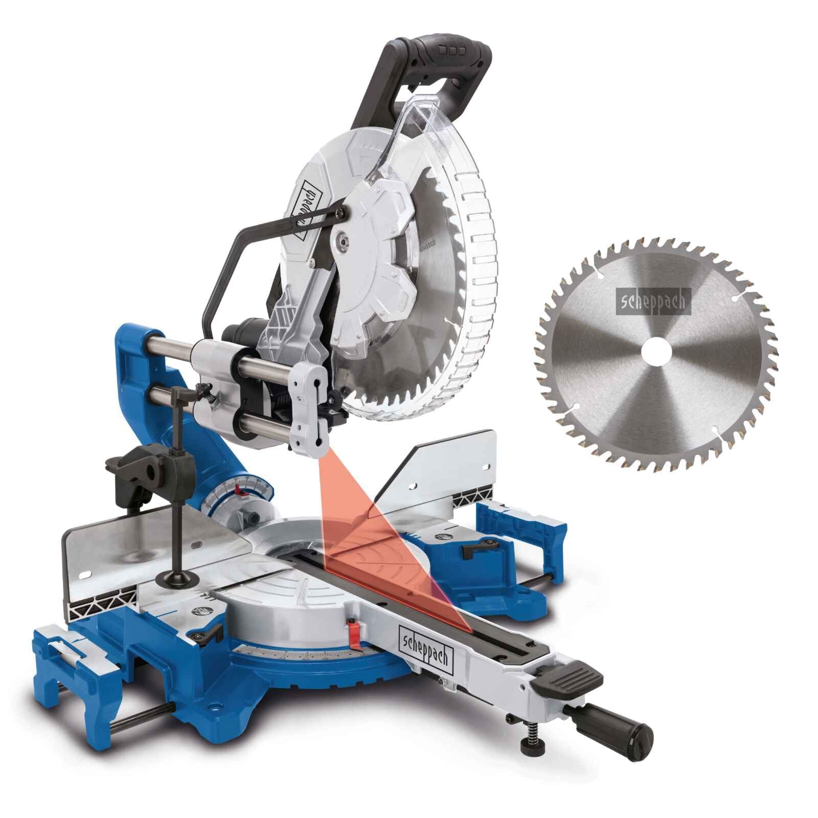 Scheppach 5901223901 - Ingletadora telescópica HM305SL con láser, 2000 W, Hoja de 305 mm, Corte 340x105 mm