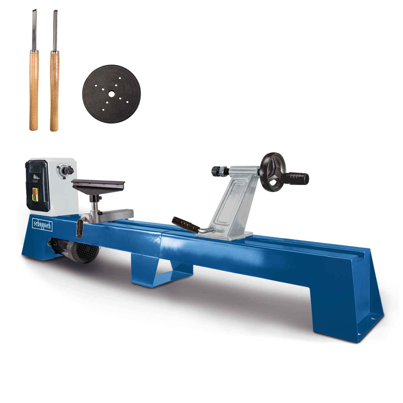 Scheppach 5902306901 - Torno para madera DM1100T, 400 W, Longitud 1000 mm, 4 velocidades