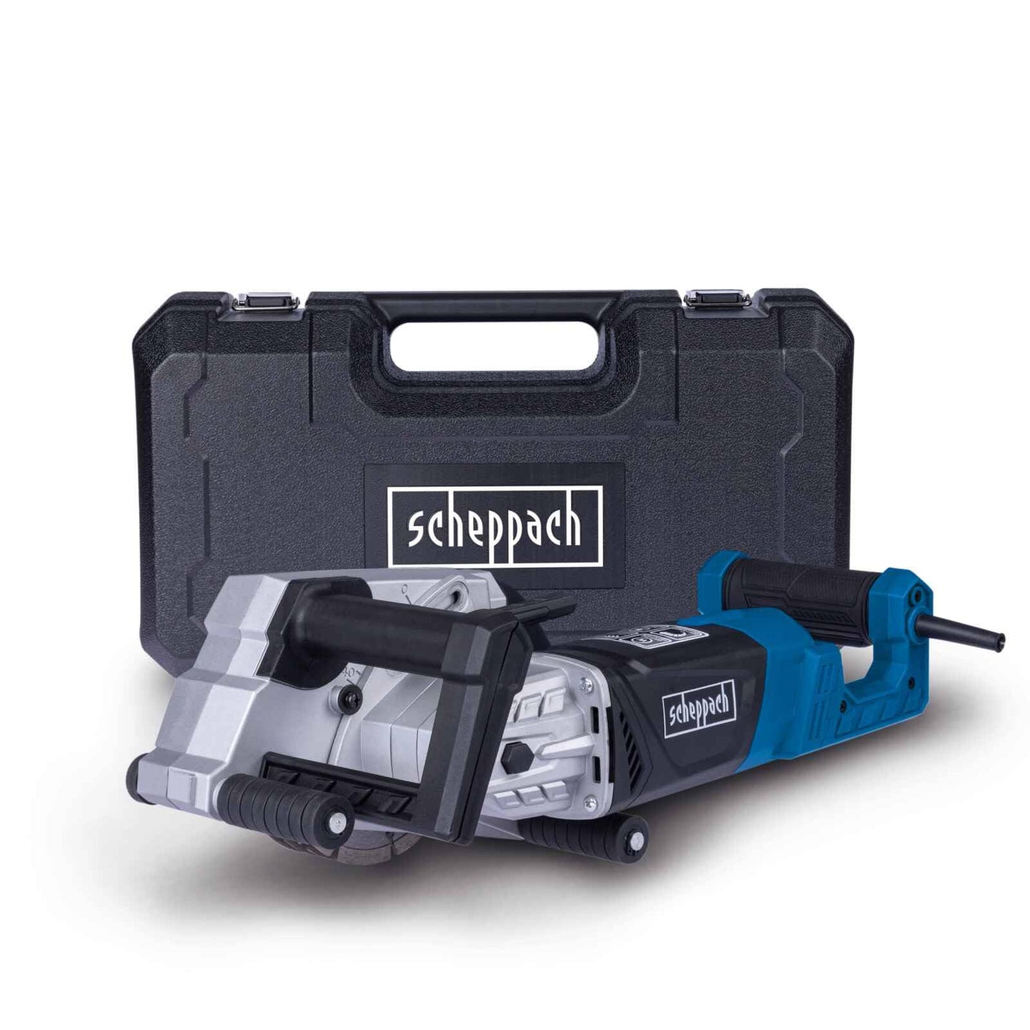 Scheppach 5902602901 - Fresadora de pared MNF2250, 2250 W, Profundidad 0-40 mm, Ancho 8-40 mm, Incluye 4 discos de diamante de 125 mm