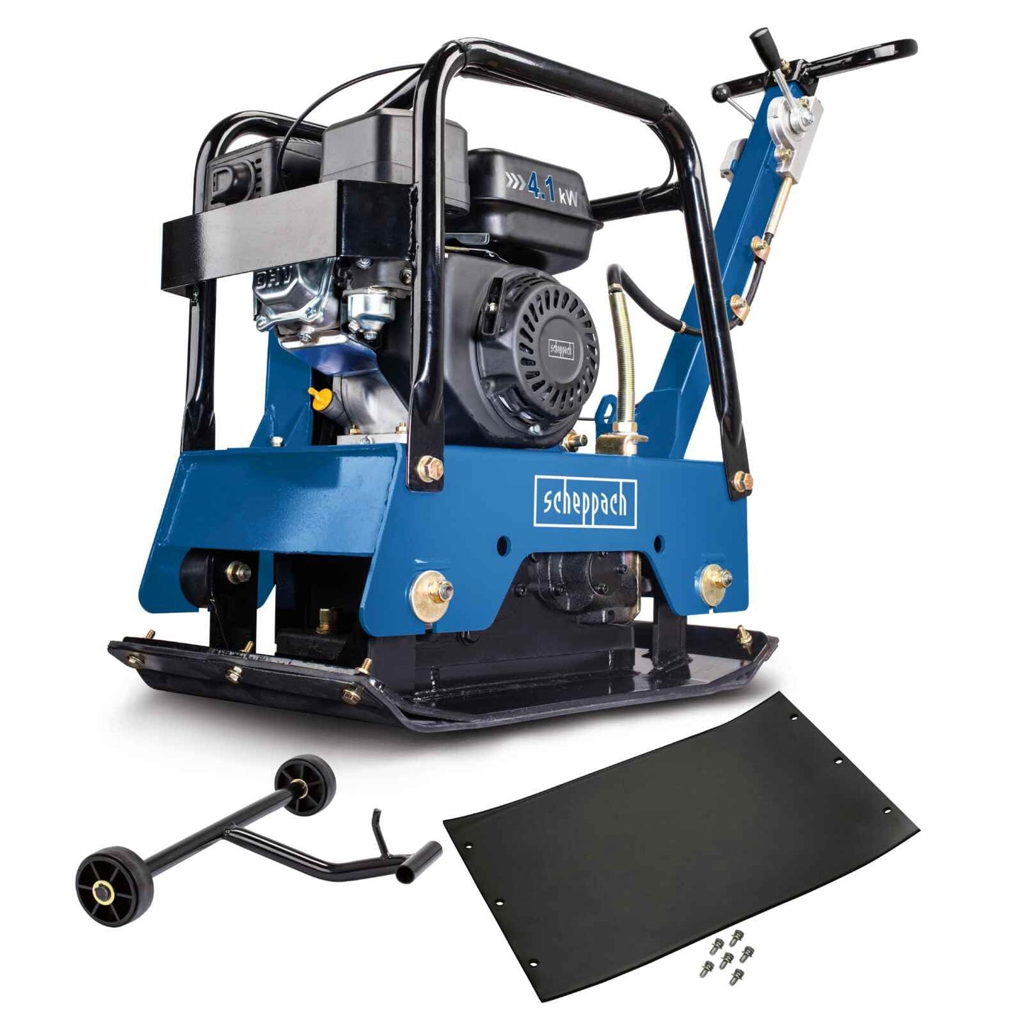 Scheppach 5904613903 - Placa compactadora de gasolina HP2500S, 6,5 CV, 30.000 N, Placa de 630x400 mm