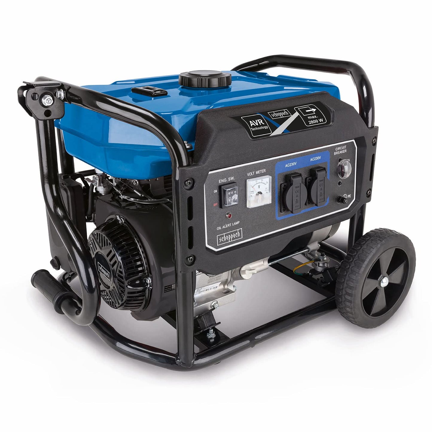 Scheppach 5906226903 - Generador de gasolina SG3200x, 2800 W, Depósito de 15 L, 2 tomas 230 V