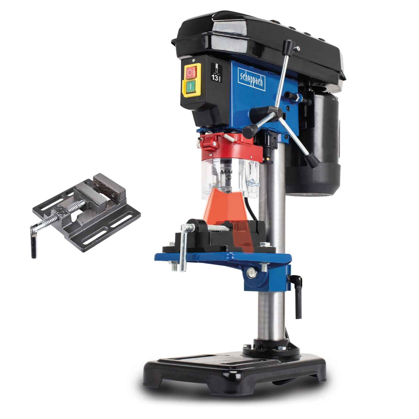 Scheppach 5906810901 - Taladro de columna DP16VLS, 500 W, 5 velocidades, Láser, Incluye mordaza