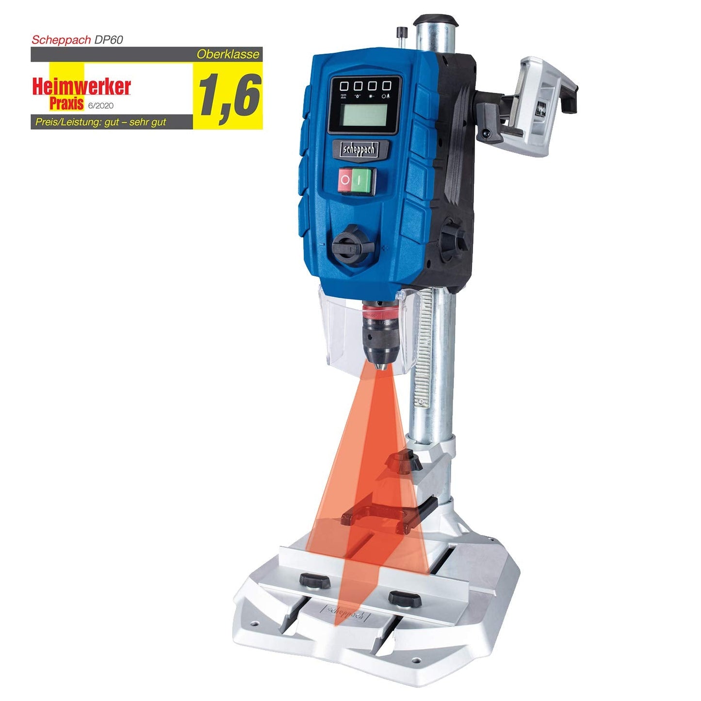 Scheppach 5906821901 - Taladro de columna DP60, 900 W, Velocidad variable con pantalla digital, Portabrocas de 13 mm