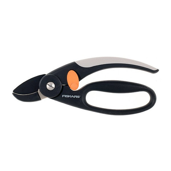 Fiskars Tijeras de podar para madera seca, Ø de corte: 2 cm, Cuchillas de Acero Antiadherente, Negro/Naranja, P43, 1001535