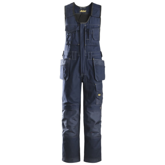 Snickers Workwear 02149595052 - 0214 Canvas+ Bib Overalls with Floating Pockets Navy Blue Size 52