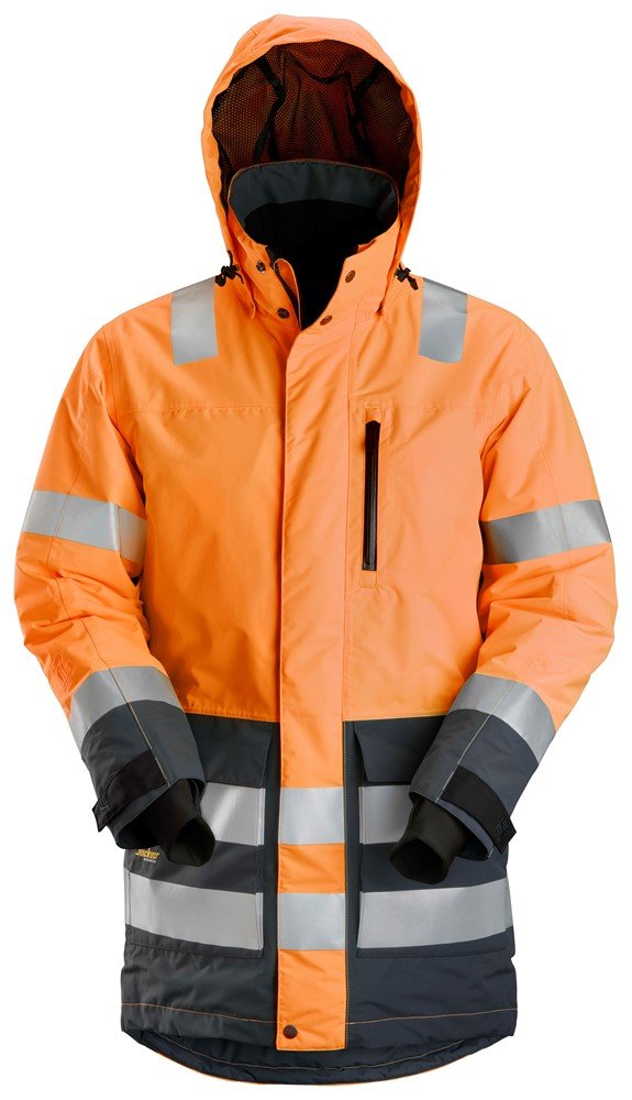 Snickers Workwear - 1830 Parka impermeable de alta visibilidad clase 3 AllroundWork naranja/ gris acero - Ferrotecnia