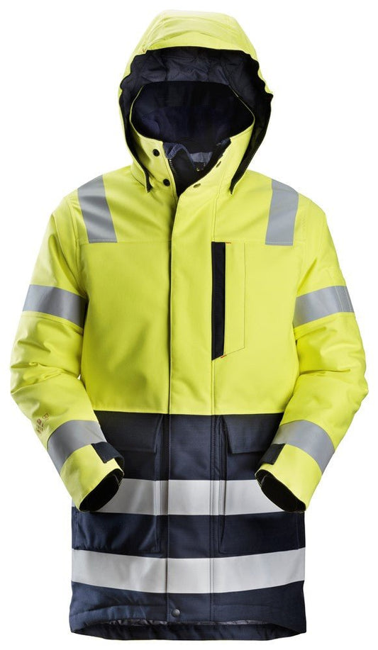 Snickers Workwear - 1860 Parka con aislamiento ProtecWork de alta visibilidad clase 3 amarillo - azul marino - Ferrotecnia