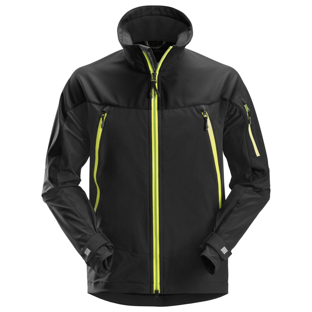 Snickers Workwear - 1940 Chaqueta SoftShell elástica FlexiWork Negro / Amarillo neón - Ferrotecnia