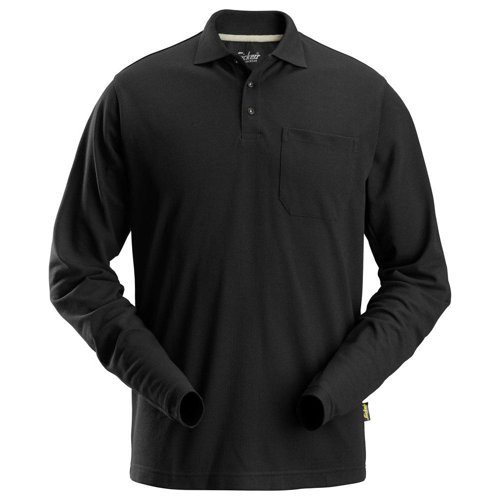 Snickers Workwear 26080400004 - 2608 Black Piqué Long-Sleeved Shirt Size S