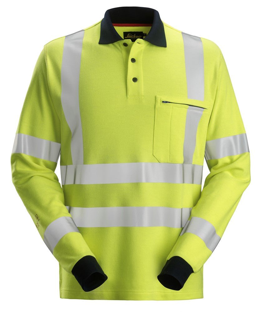 Snickers Workwear - 2661 Polo de manga larga de alta visibilidad clase 3 ProtecWork amarillo - azul marino - Ferrotecnia
