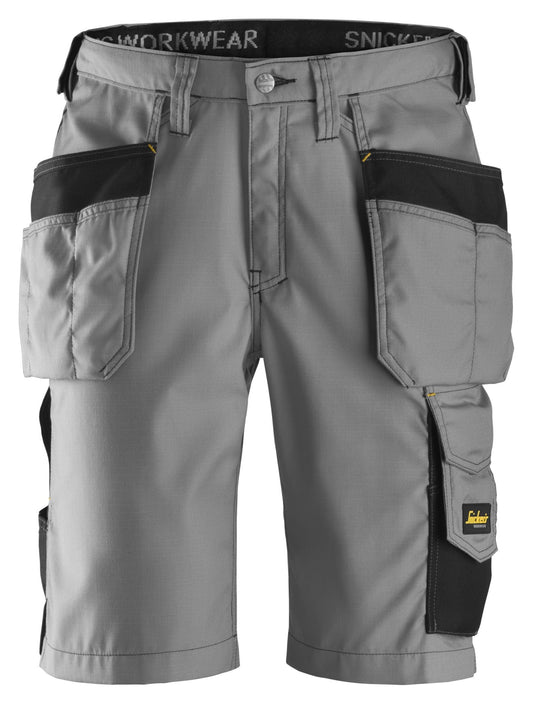 Snickers Workwear - 3023 Pantalones cortos de trabajo Rip - Stop con bolsillos flotantes gris/ negro - Ferrotecnia