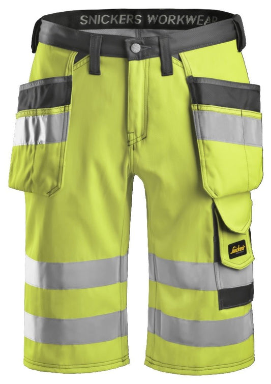 Snickers Workwear 30336674044 - 3033 Pantalón corto Alta Visibilidad Clase 1 amarillo - gris antracita talla 44 - Ferrotecnia