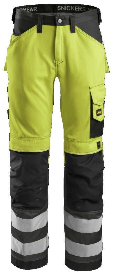 Snickers Workwear - 3333 Pantalón Alta Visibilidad Clase 2 Amarillo / Gris antracita - Ferrotecnia