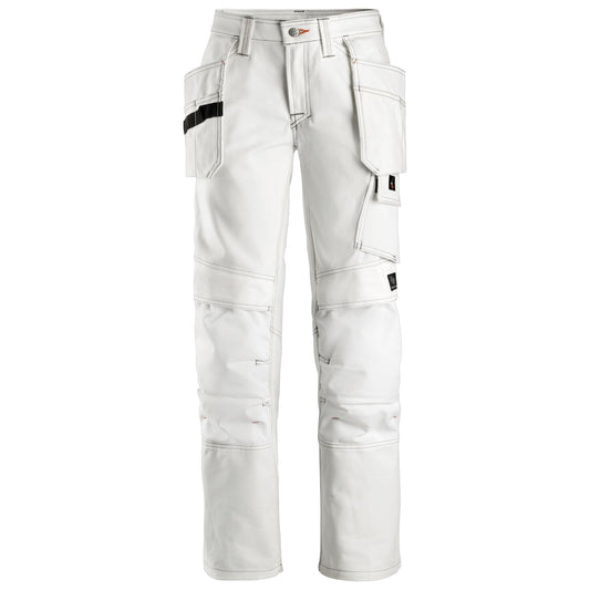 Snickers Workwear 37750909019 - 3775 Women's Painter's Trousers with Floating Pockets, White, Size 19
