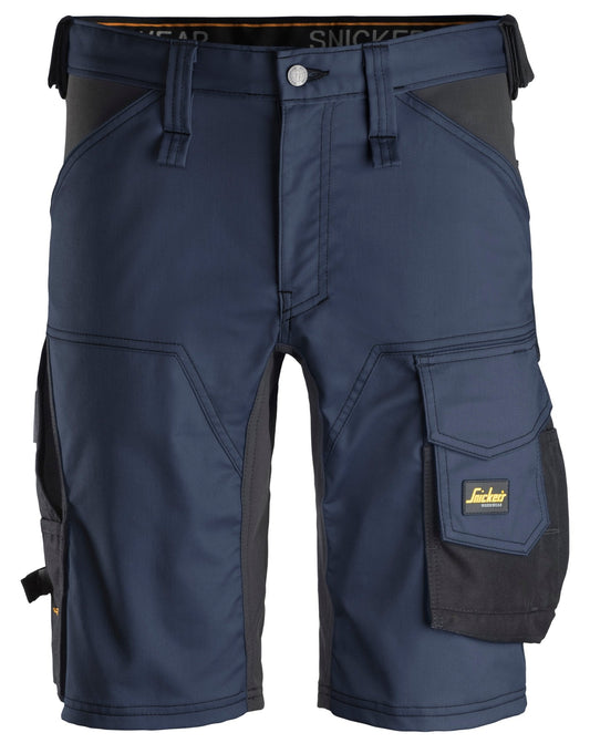 Snickers Workwear - 6143 Pantalones cortos de trabajo elásticos Slim Fit AllroundWork azul marino/ negro - Ferrotecnia