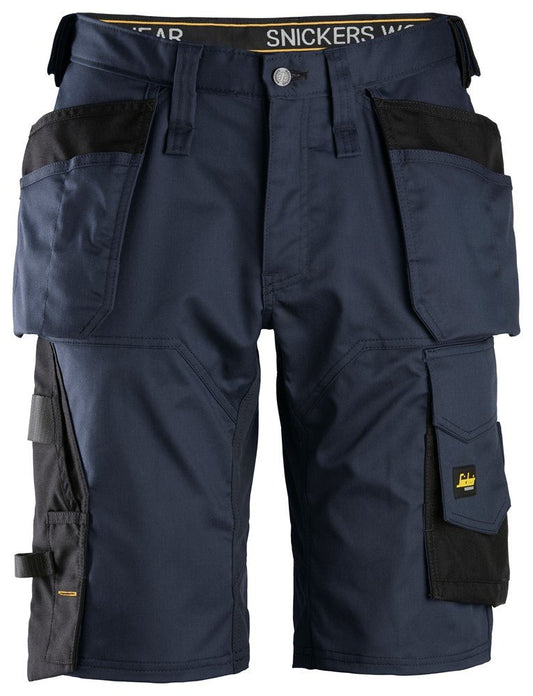 Snickers Workwear - 6151 Pantalones cortos de trabajo elásticos de ajuste holgado AllroundWork con bolsillos flotantes azul marino/ negro - Ferrotecnia