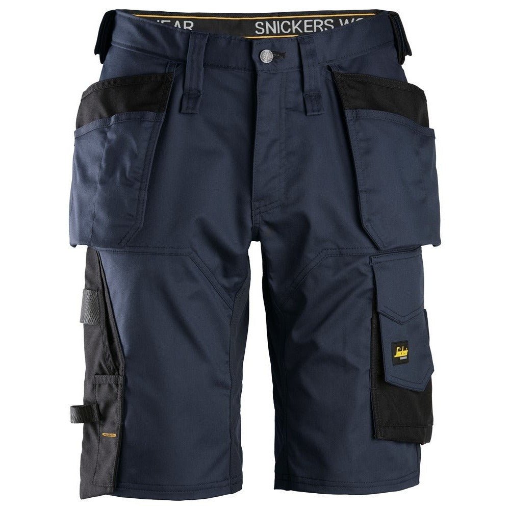 Snickers Workwear - 6151 Pantalones cortos de trabajo elásticos de ajuste holgado AllroundWork con bolsillos flotantes azul marino/ negro - Ferrotecnia