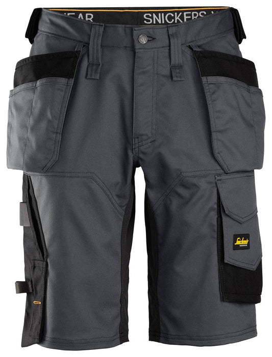 Snickers Workwear - 6151 Pantalones cortos de trabajo elásticos de ajuste holgado AllroundWork con bolsillos flotantes gris acero/ negro - Ferrotecnia