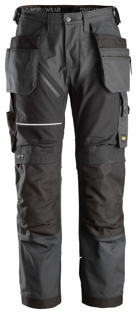 Snickers Workwear - 6214 Pantalones largos de trabajo con bolsillos flotantes Canvas+ RuffWork gris acero - negro - Ferrotecnia