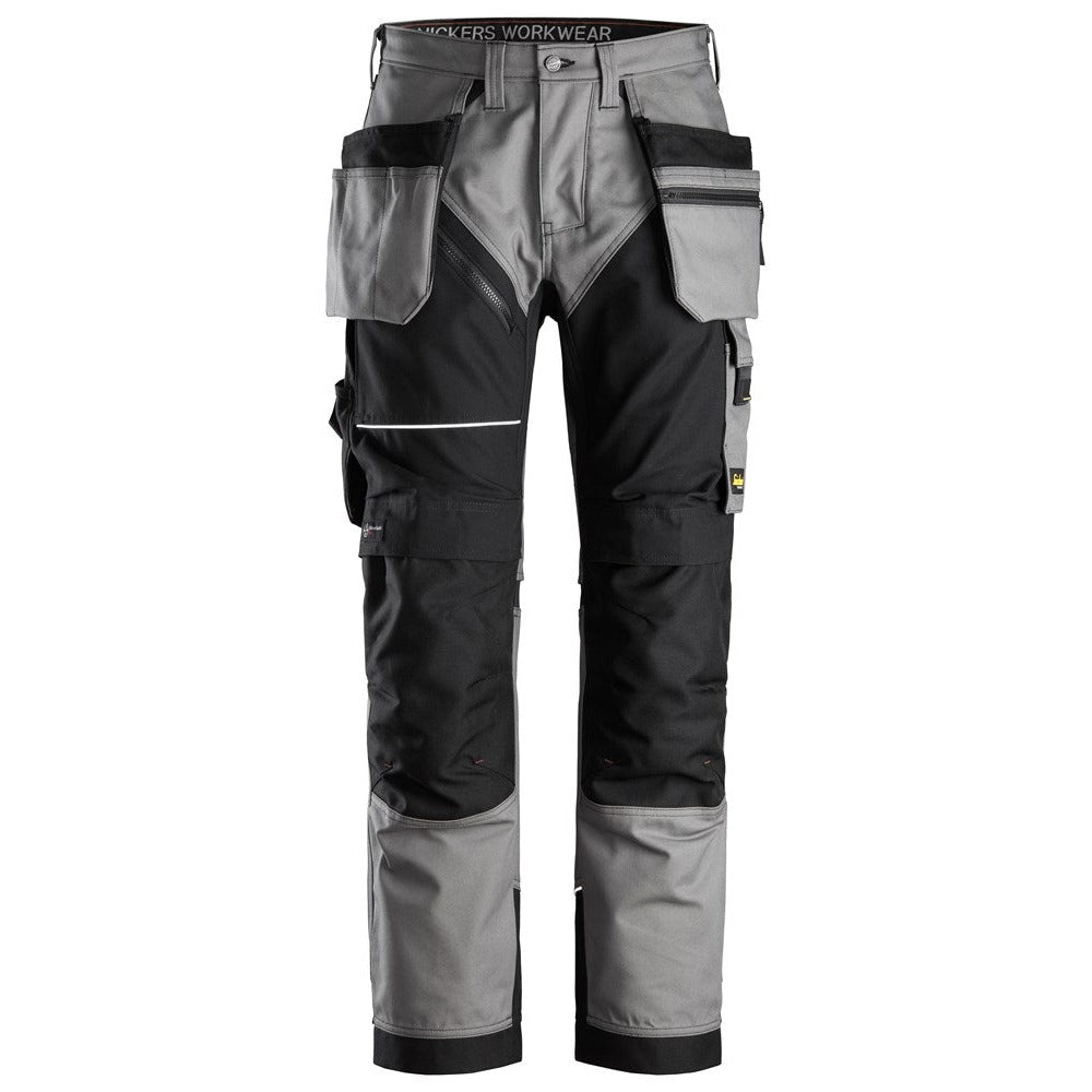 Snickers Workwear 62141804050 - 6214 Canvas+ RuffWork Long Work Trousers with Floating Pockets, Grey-Black, Size 50
