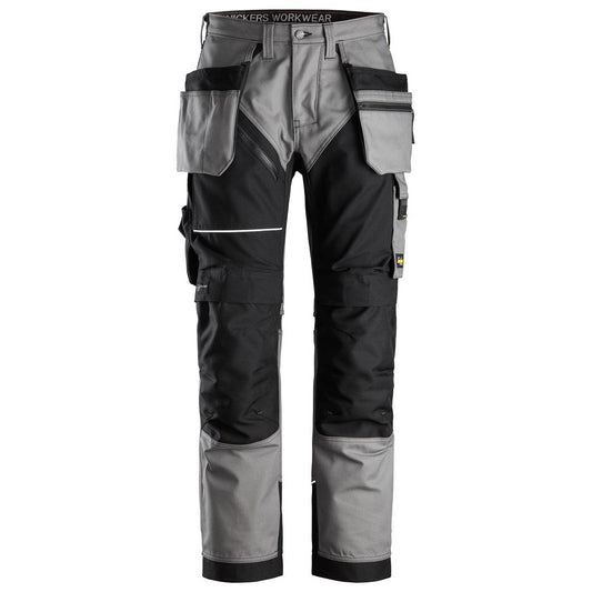 Snickers Workwear 62141804050 - 6214 Canvas+ RuffWork Long Work Trousers with Floating Pockets, Grey-Black, Size 50