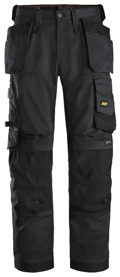 Snickers Workwear - 6251 Pantalones largos de trabajo elásticos ajuste holgado AllroundWork Loose Fit con bolsillos flotantes color negro - Ferrotecnia