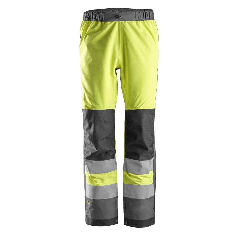 Snickers Workwear 65306658005 - 6530 Waterproof Shell High Visibility Class 2 AllroundWork Long Trousers Yellow-Steel Grey Size M