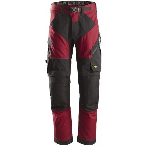 Snickers Workwear 69031604048 - 6903 Pantalón largo FlexiWork+ rojo - negro talla 48 - Ferrotecnia