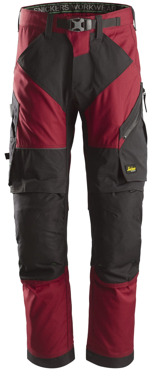 Snickers Workwear 69031604160 - 6903 Pantalón largo FlexiWork+ rojo - negro talla 160 - Ferrotecnia