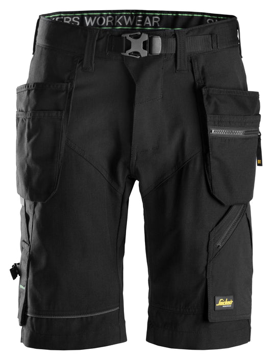 Snickers Workwear - 6904 Pantalones cortos de trabajo FlexiWork+ bolsillos flotantes negro - Ferrotecnia