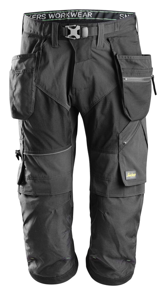 Snickers Workwear - 6905 Pantalón pirata de trabajo FlexiWork+ negro con bolsillos flotantes - Ferrotecnia