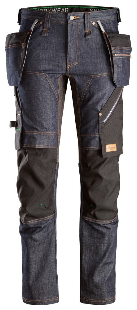 Snickers Workwear - 6955 Pantalones largos de trabajo FlexiWork en tejido vaquero con bolsillos flotantes - Ferrotecnia