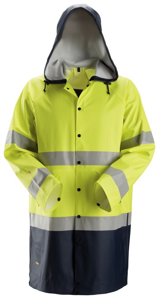 Snickers Workwear - 8261 Chubasquero PU de alta visibilidad clase 3 ProtecWork amarillo - azul marino - Ferrotecnia