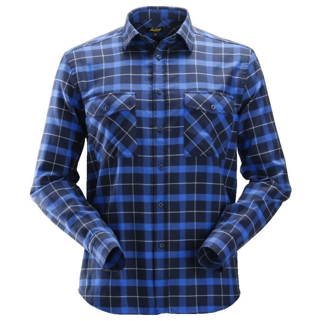 Snickers Workwear - 8516 Camisa de manga larga de franela de cuadros AllroundWork azul marino/ azul - Ferrotecnia