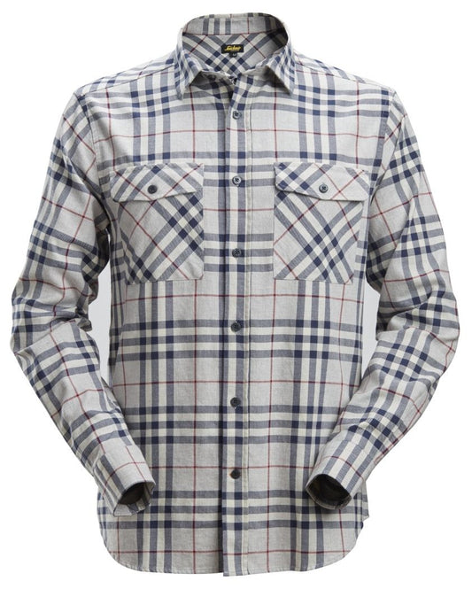 Snickers Workwear - 8516 Camisa de manga larga de franela de cuadros AllroundWork ceniza/ rojo - Ferrotecnia