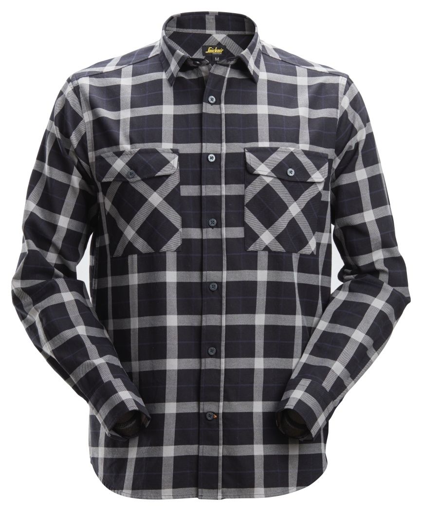 Snickers Workwear 85160418007 - Camisa franela a cuadros manga larga negro - gris talla XL - Ferrotecnia