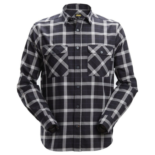 Snickers Workwear 85160418007 - Long-sleeved plaid flannel shirt, black and gray, size XL