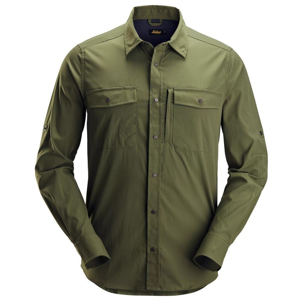 Snickers Workwear - 8521 Camisa de manga larga absorbente LiteWork verde caqui - Ferrotecnia