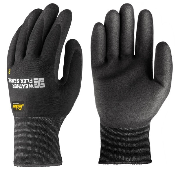 Snickers Workwear 93190404010 - 9319 Guantes Weather Flex Sense negro talla 10 (Lote de 10 uds) - Ferrotecnia