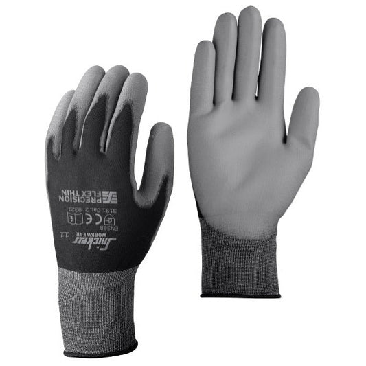 Snickers Workwear 93210448012 - 9321 Precision Flex Light Gloves Black-Grey Size 12 (Pack of 10)
