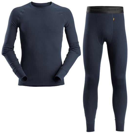 Snickers Workwear 94459500005 - 9445 Conjunto de camiseta manga larga y calzoncillo largo finos AllroundWork azul marino talla M - Ferrotecnia