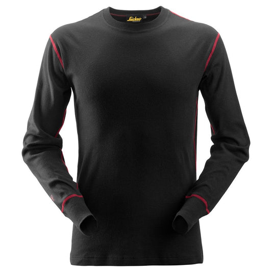 Snickers Workwear 94610400005 - 9461 ProtecWork Long-Sleeved Round Neck Shirt, Black, Size M